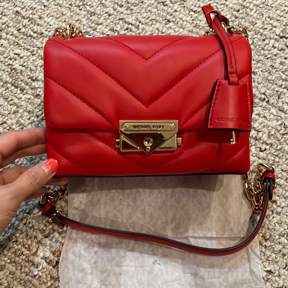 MICHAEL KORS Cece Extra-Small Quilted Leather Crossbody Bag 32T9G0EC1L red